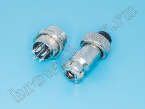Разъем M12 5 контактов розетка на кабель, вилка на блок, тип GX12, комплект AC-M12-5 фото 2