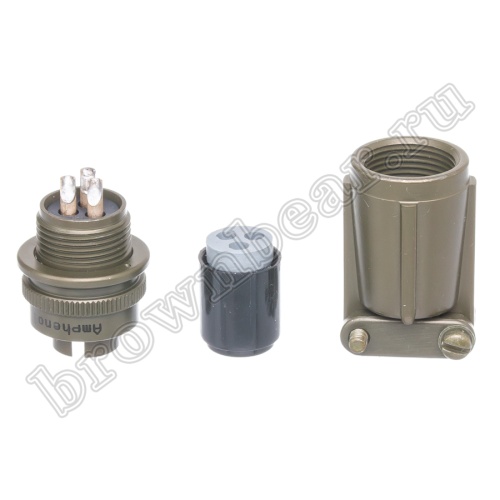 Разъём Amphenol серии MS, 3 контакта, вилка на кабель, тип 10SL, резьбовой MS3106E-10SL-3P фото 3