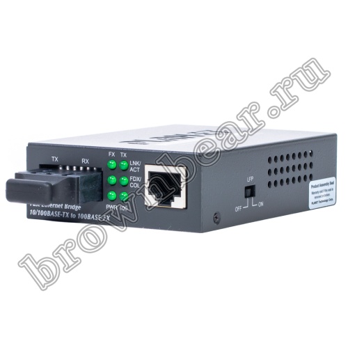 FT-802 Неуправляемый медиаконвертер 1 порт 100Мб/с + 1 порт 100Мб/с SС