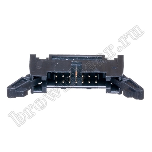 Разъем IDC 2х7 вилка на плату, шаг 2.54мм, с защелками SCM-14 фото 2