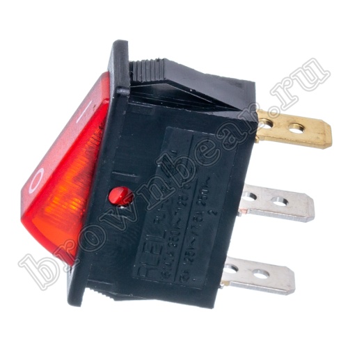 Выключатель клавишный (рокерный) 220В, 3 контакта (on-off), 30х11мм, с подсветкой, красный SWR-51/L фото 6
