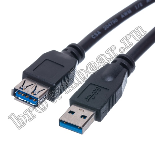Кабель интерфейсный USB 3.0, type А - type A, вилка - гнездо, черный, 1.8 метра фото 3