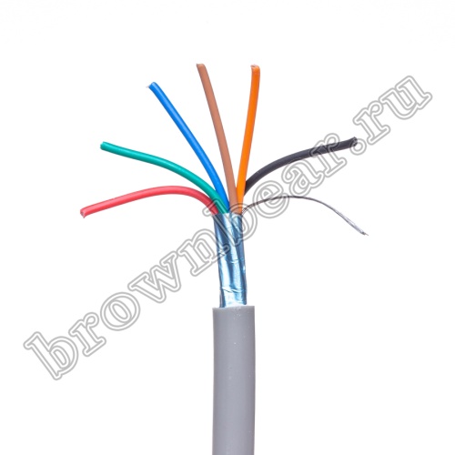 Кабель сигнальный коммуникационный 6 проводов, 24AWG, бухта 50м, экранированный, серый SIN YU