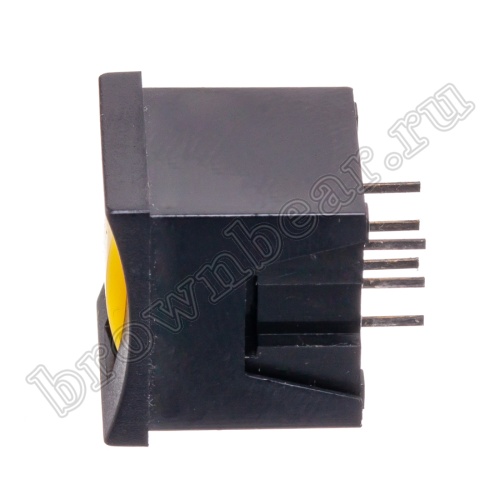 Кнопка мини с фиксацией, желтая в черном корпусе PSM2-1-Y-B  фото 3