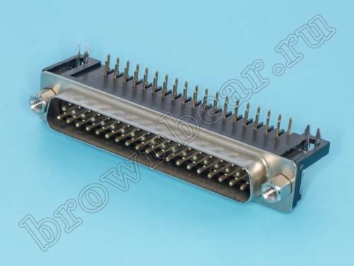 Разъем D-SUB 37 контактов, вилка на плату, прямой угол  9.4мм DRB-37MB