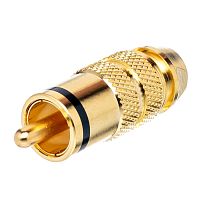 Разъем RCA-тюльпан, вилка на кабель, позолоченный, изолятор тефлон, черный RPC-3GT-B