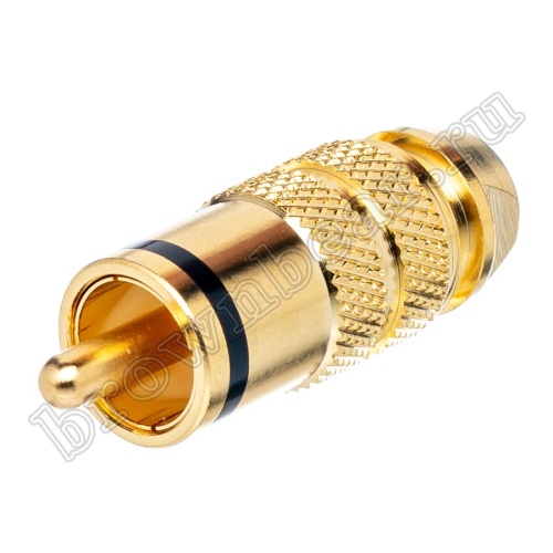 Разъем RCA-тюльпан, вилка на кабель, позолоченный, изолятор тефлон, черный RPC-3GT-B