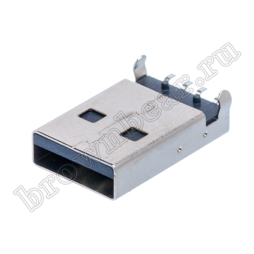 Разъем USB, тип А, вилка на плату поверхностный монтаж, тип 2 USBAP-1P/2