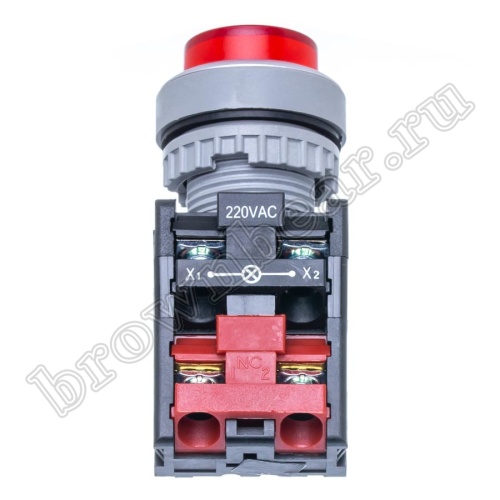 Кнопка управления выступающая, с подсветкой, без фиксации, d 30 мм, НЗ, красная TN2IL2RN-1B фото 3