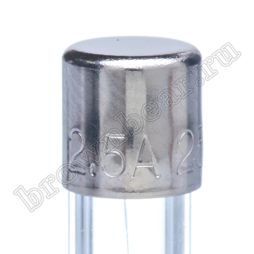 Предохранитель 5х20 мм, цилиндрический, стеклянный, быстрый, 2.5А/250В (GFE) фото 6