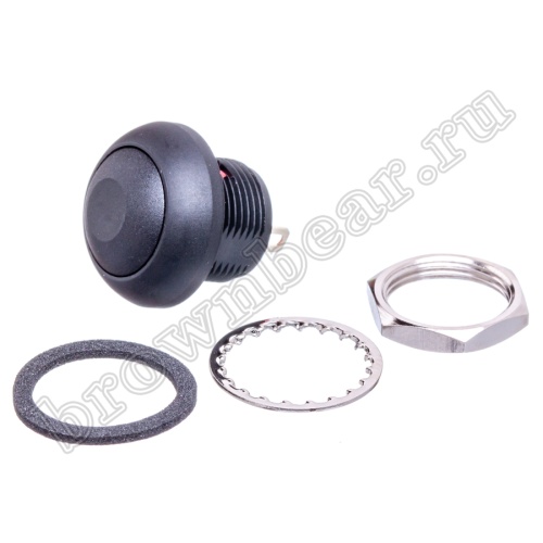 Кнопка влагозащищенная IP67 без фиксации, 12мм круглая на блок, НР, черная PSW-7-B фото 6