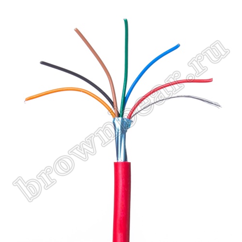 Кабель красный 6 проводов экранированный сигнальный