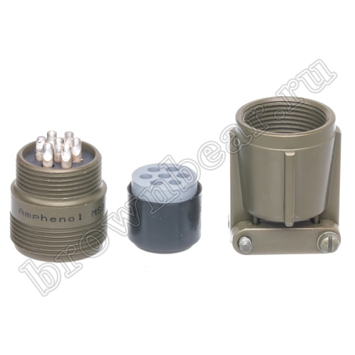 Разъём Amphenol серии MS, 7 контактов, вилка на кабель, тип 16S, наружная резьба MS3101E-16S-1P фото 5