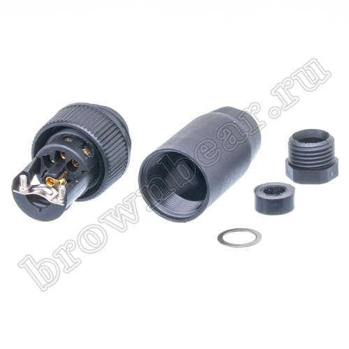 Разъём промышленный круглый серии RD-24 7 контактов, вилка на кабель фото 5