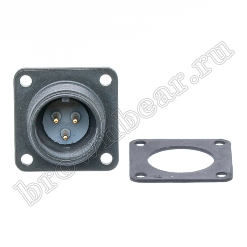 Разъём промышленный круглый MIL-5015 серии MS 3 контакта, вилка на блок фото 2