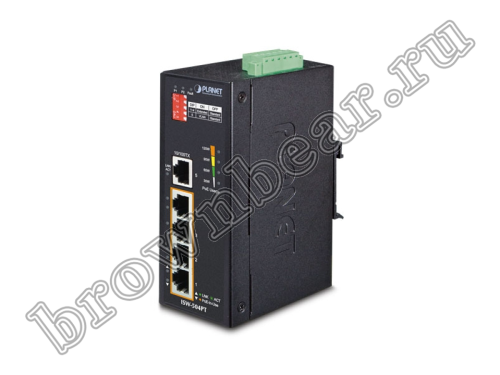 ISW-504PT Промышленный неуправляемый коммутатор Planet, 4 порта 10/100Мбит/с 802.3at РоЕ , 1 порт 10/100Мбит/с