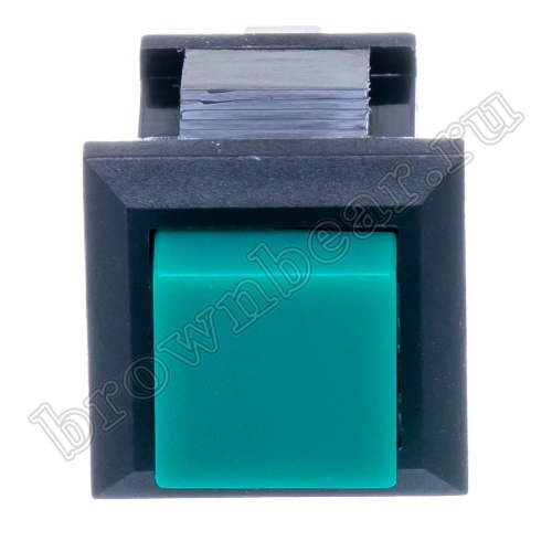 Кнопка без фиксации, квадратная на блок крепление защелка, НР, зеленая PSW-9AG фото 2