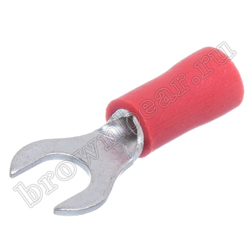 Клемма вилочная обжимная тип "U" 4.3 мм на провод 0.5 - 1.5 мм². круглая, изолированная, кратно 100шт. TYRI-1.25-4