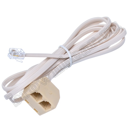 Удлинитель телефонный, 1 вилка-2 гнезда RJ-11, 2,1м 