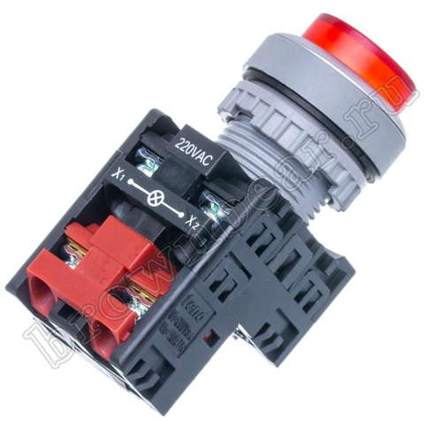 Кнопка управления выступающая, с подсветкой, без фиксации, d 30 мм, НЗ, красная TN2IL2RN-1B фото 4