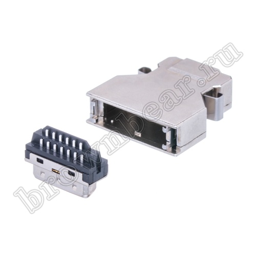 Разъем Micro D-SUB 26 контактов, вилка  на кабель с корпусом, пайка MD-26M фото 2