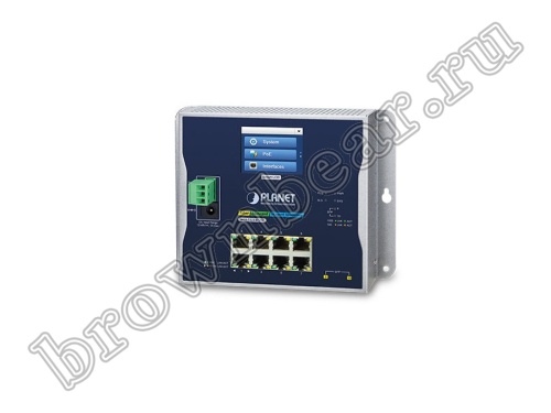 WGS-5225-8T2SV Промышленный управляемый L2+ коммутатор Planet с LCD дисплеем,  8 портов 10/100/1000Мб/с, 2 слота SFP 100/1000Мб/с