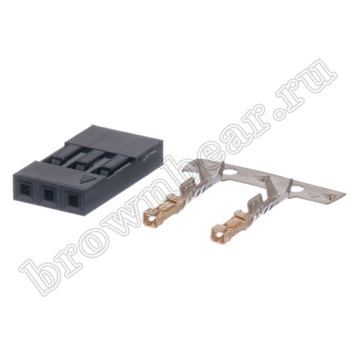 Разъем 1х3 гнездо на кабель, шаг 2.54мм, с контактами