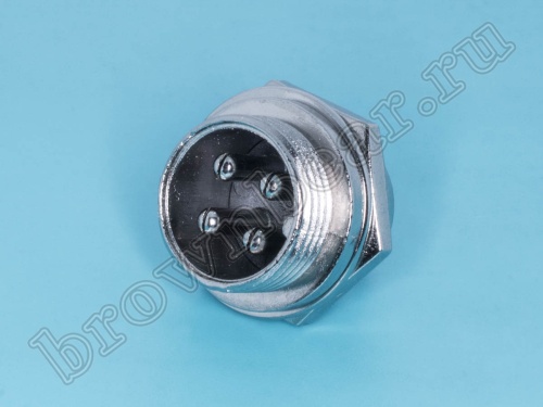 Разъем GX16 (M16) вилка на блок 4 контакта, под гайку AC-M16-4M фото 2