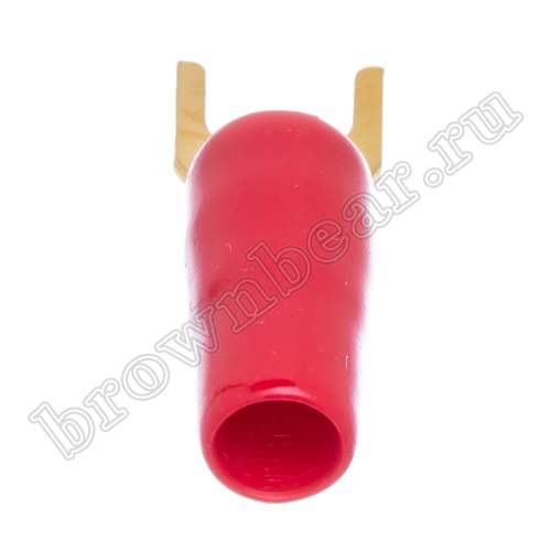 Клемма вилочная обжимная тип "U" 4.0 мм, на провод  d 4мм, красная TSY-1R фото 2