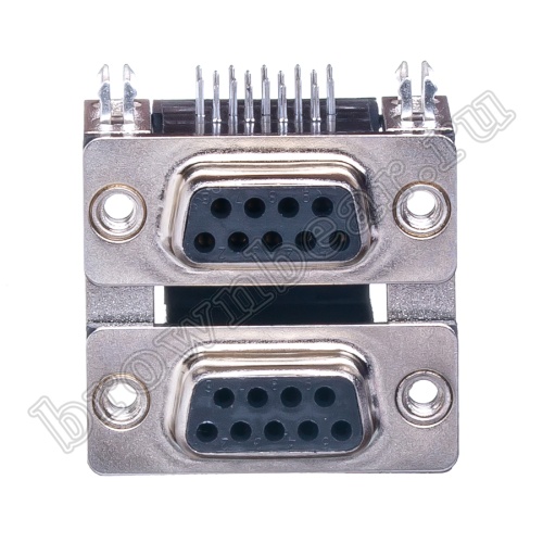 Разъем D-SUB  спаренный  9 контактов, гнездо-гнездо на плату, прямой угол DRN-09F/09F-A фото 3