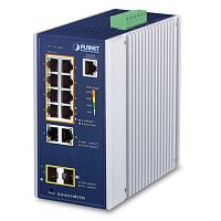 IGS-4215-8P2T2S Промышленный управляемый L2 коммутатор Planet, 8 портов PoE 1Гбит/с, 2 порта 1Гбит/с, 2 порта SFP 1Гбит/с
