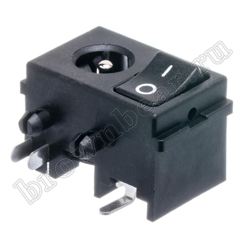 Разъем питания DC гнездо 2.1 x 5.5 мм, на плату с выключателем DJK-30A фото 2