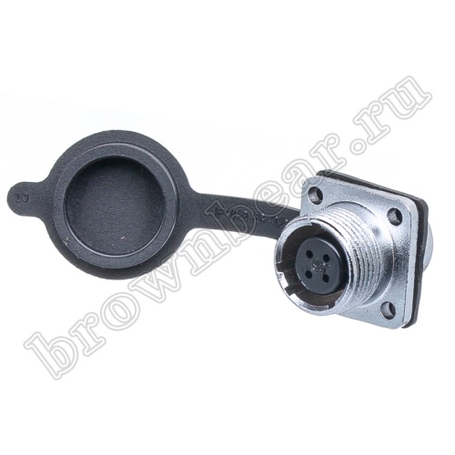 Разъём М14 4 контакта розетка на блок, квадратный фланец