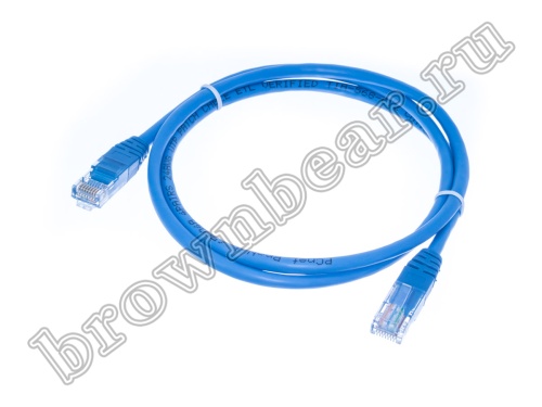 Патч-корд UTP RJ-45, категория 5e, литой, 1 метр, синий 