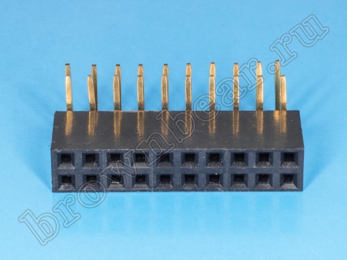 Разъем 2х10 гнездо на плату, шаг 2.54мм, прямой угол фото 4