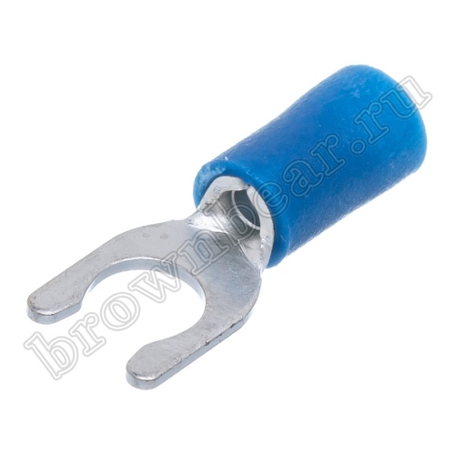 Клемма вилочная обжимная тип "U" 5.3 мм на провод 1.5 - 2.5 мм² с защелкой, изолированная, кратно 100шт. TYLI-2-5