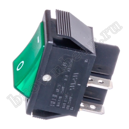Выключатель клавишный (рокерный) 220В, 4 контакта (on-off), 29х22мм, с подсветкой, зеленый SWR-78/G фото 3