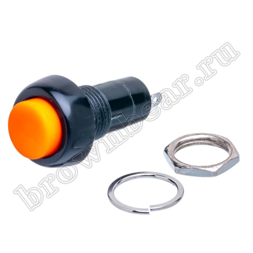 Кнопка без фиксации, круглая на блок, НР, 220В, оранжевая PSW-6M-O фото 5