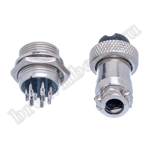 Разъем M16 9 контактов розетка на кабель, вилка на блок, тип GX16, комплект AC-M16-9 фото 3