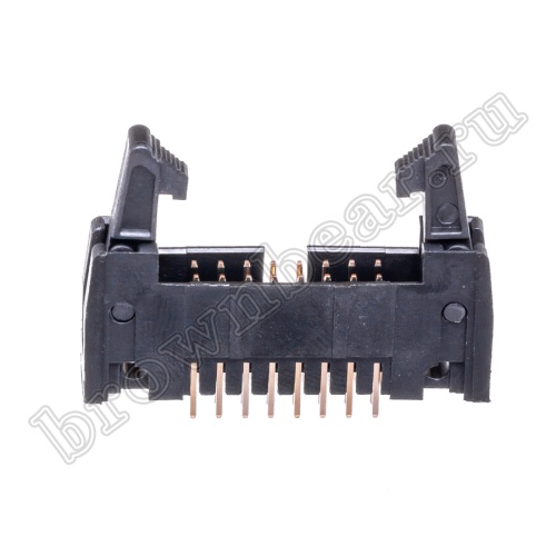 Разъем IDC 2х8 вилка на плату, шаг 2.54мм, с защелками SCM-16 фото 8