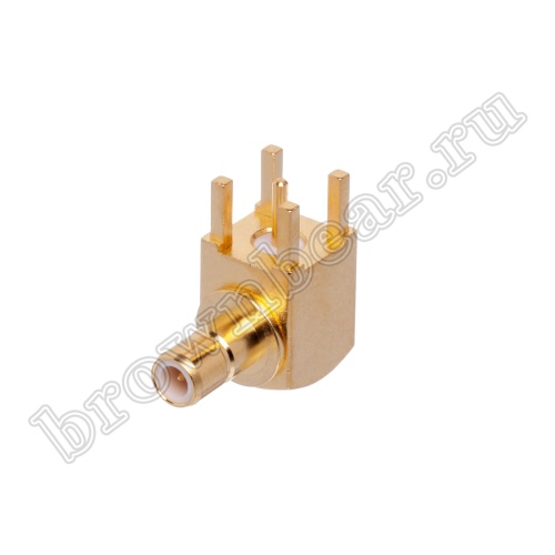 Разъем SMB вилка на плату, угловой, Amphenol, SMB1252B1-3GT30G-50 SMB-PR