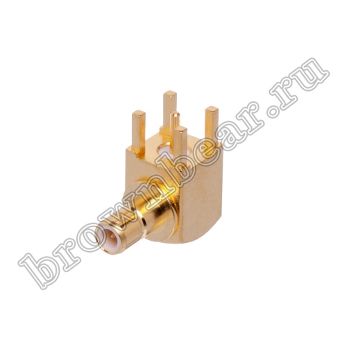 Разъем SMB вилка на плату, угловой, Amphenol, SMB1252B1-3GT30G-50 SMB-PR