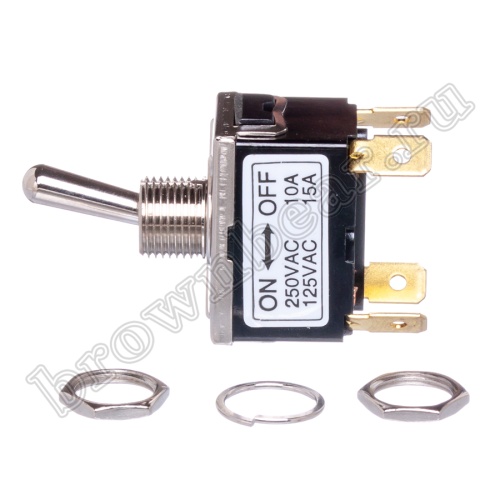 Тумблер двухполюсный, 4 контакта (on-off), на панель, с гайкой, DPDT, B067DP PST-115B фото 2