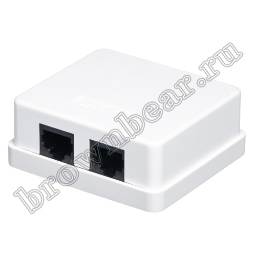Розетка компьютерная накладная двойная RJ-45 категория 5е, тип KRONE, белая 