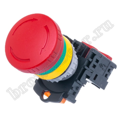 Кнопка управления аварийного останова, поворотная с фиксацией, d 38 мм, НЗ, красная TN2BKR-1B