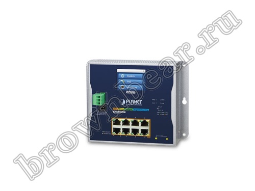 WGS-5225-8P2SV Промышленный управляемый L2+ коммутатор Planet, 8 портов 10/100/1000Мбит/с 802.3at PoE 240Вт, 2 порта SFP 100/1000Мбит/с, LCD дисплей