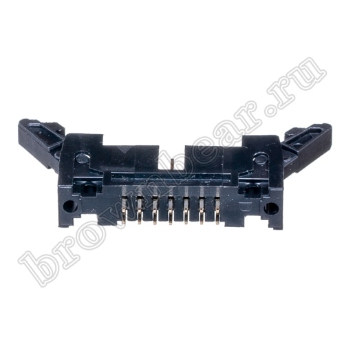 Разъем IDC 2х7 вилка на плату, шаг 2.54мм, с защелками SCM-14 фото 4