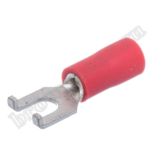 Клемма вилочная обжимная  тип "U" 3.2 мм на провод 0.5-1.5 мм² с фланцем, изолированная, кратно 100шт. TYFI-1.25-3S