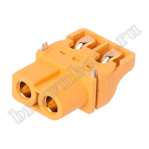 Разъем питания XT60 для АКБ, 2 контакта, розетка на плату, угловой, SMD XT60PT-F.G.Y