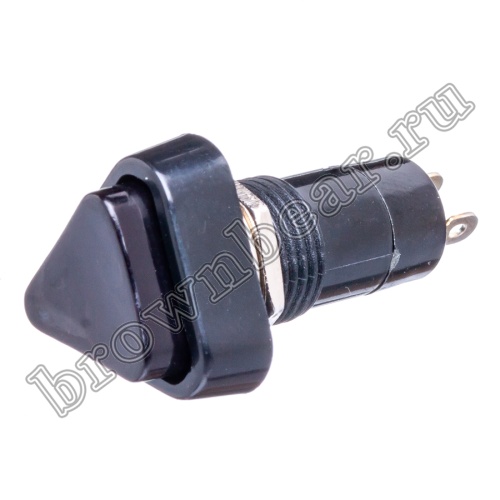 Кнопка без фиксации, треугольная на блок, НР, 220В, черная PSW-6C-B
